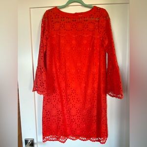 JCrew embroidered fluted sleeve dress